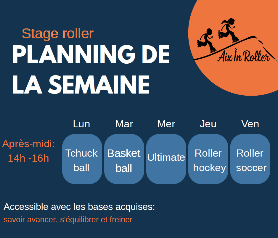Programme des sports sur rollers du stage de la Toussaint